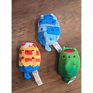 Cats vs Pickles Plush Bean Bag Toy Set Lot of 3 Robot - Waffle - Green Tini